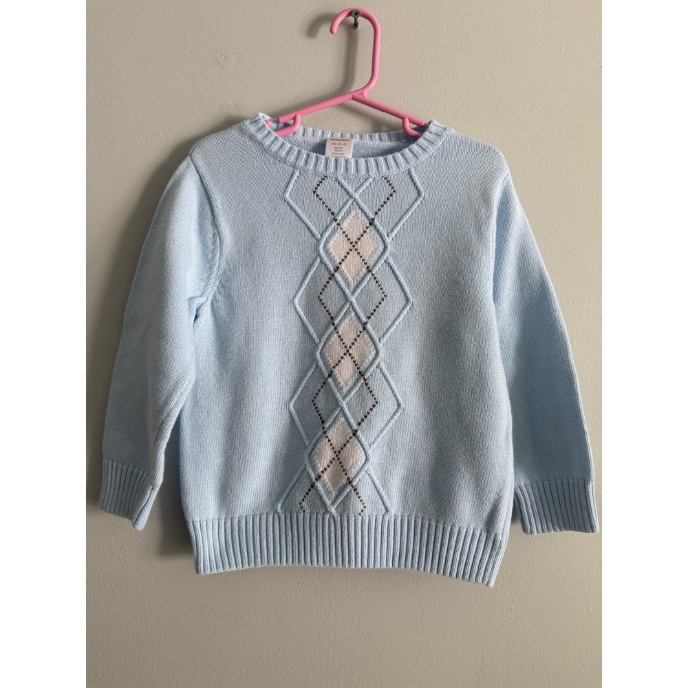 Gymboree Baby Blue Argyle Sweater Knit Pullover Long Sleeve Kids XS 3-4